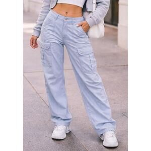 American Eagle Gorpcore Parachute Utility Cargo Pants 000 Light Blue Streetwear